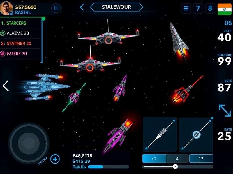 Starship Showdown gameplay screenshot showing space battle